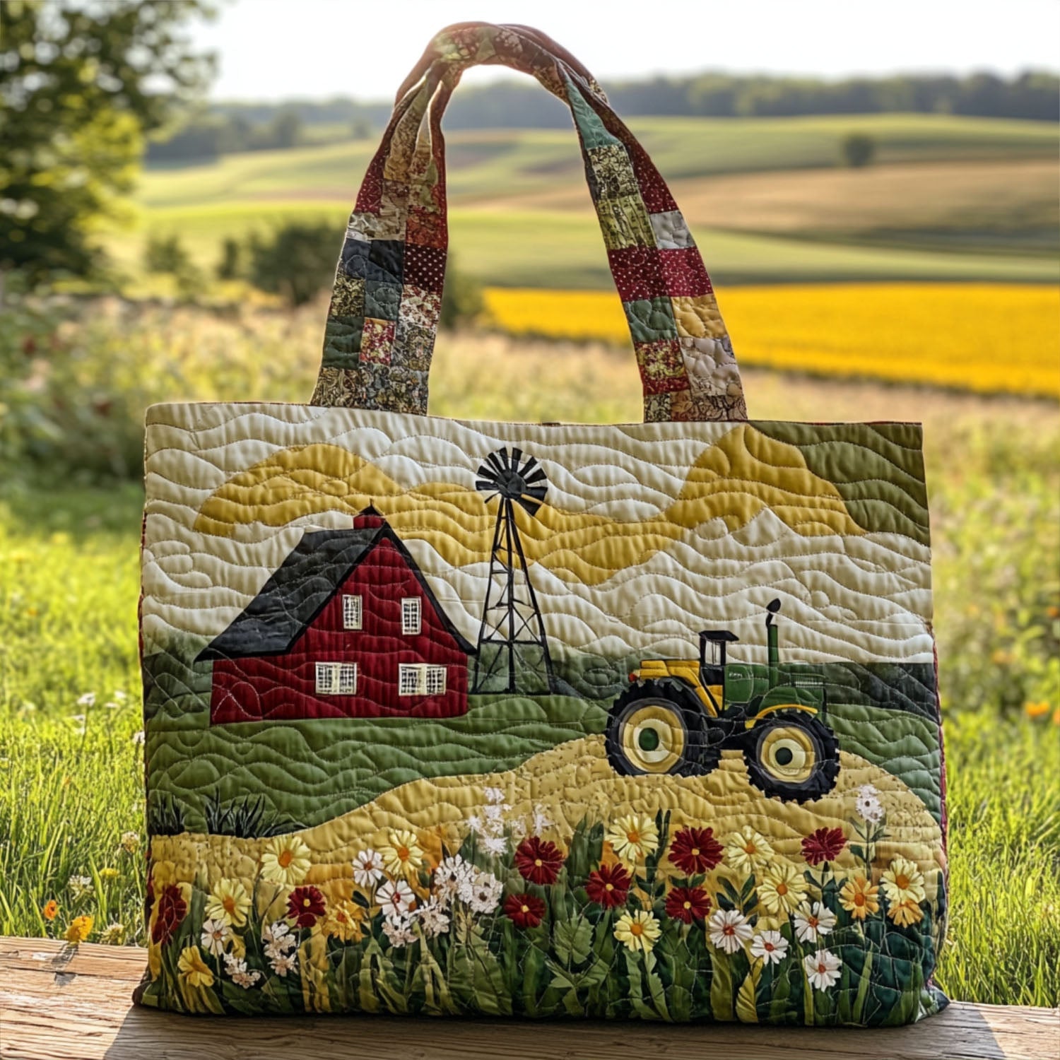 Farmstead Bliss Quilted Tote Bag Popular Designer Tote Bags Unique Gifts For Farmers