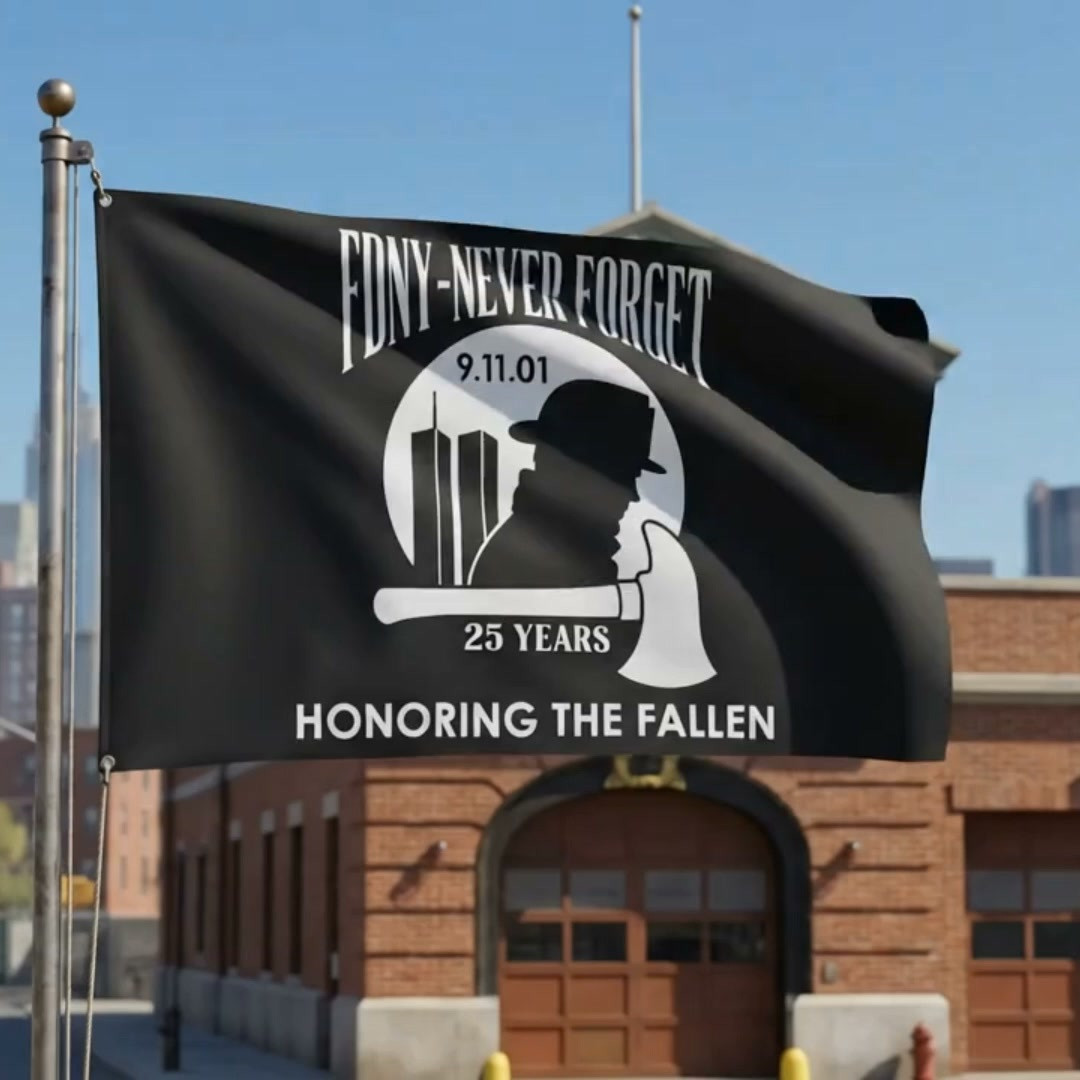 FDNY Never Forget 9 11 Flag 25 Years Honoring The Fallen Firefighter Memorial Flag Patriot Gift