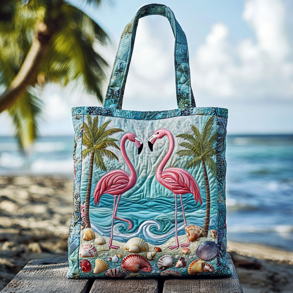 Feather Thread Quilted Tote Bag Best Everyday Tote Unique Flamingo Presents