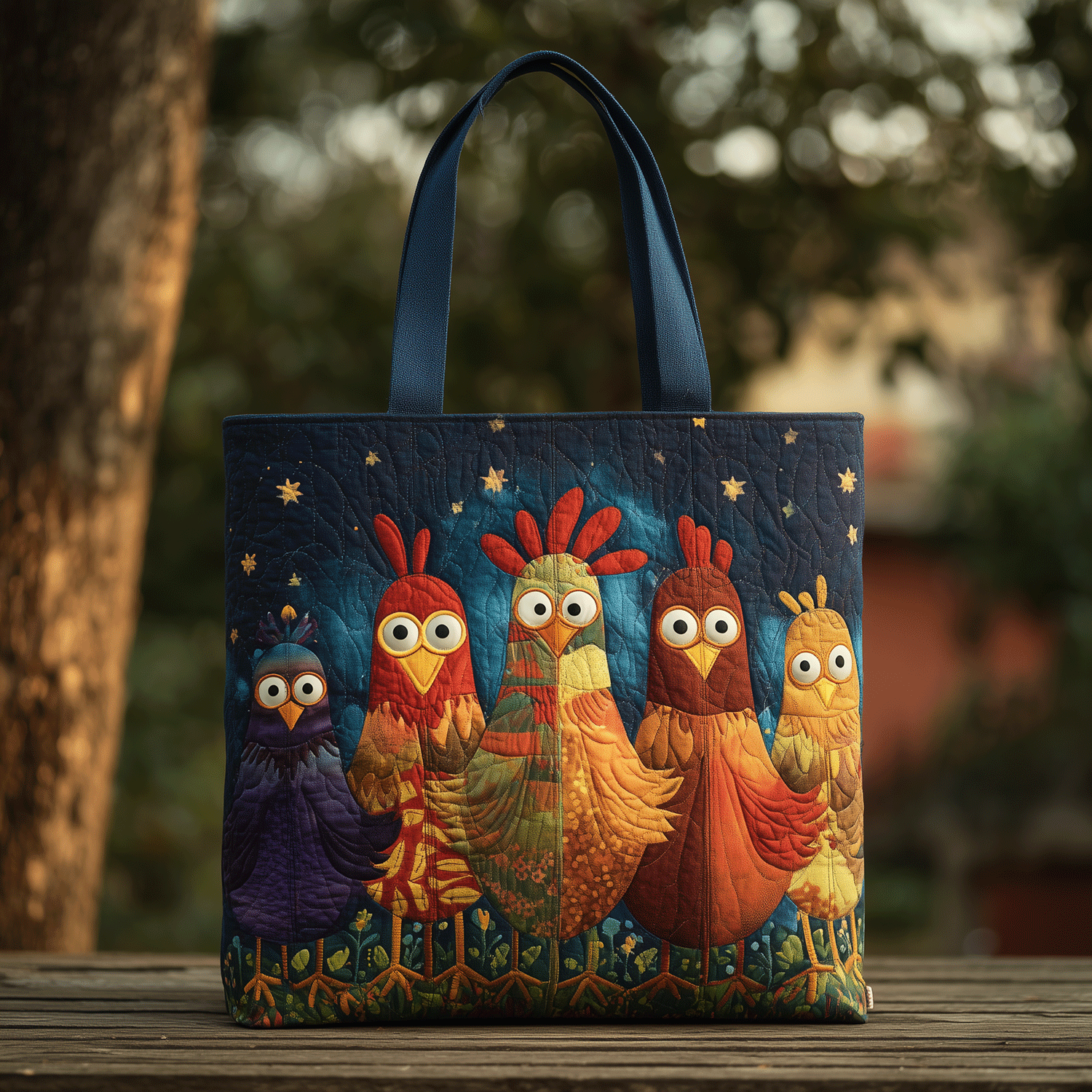 Feathered Fancy Quilted Tote Bag Women's Shoulder Handbags Chicken Themed Gifts