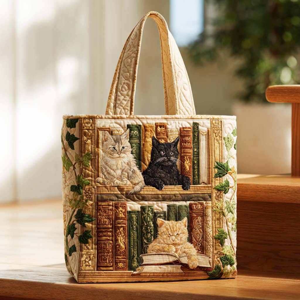 Feline Story Quilted Tote Bag Popular Totes Travel Shoulder Bag