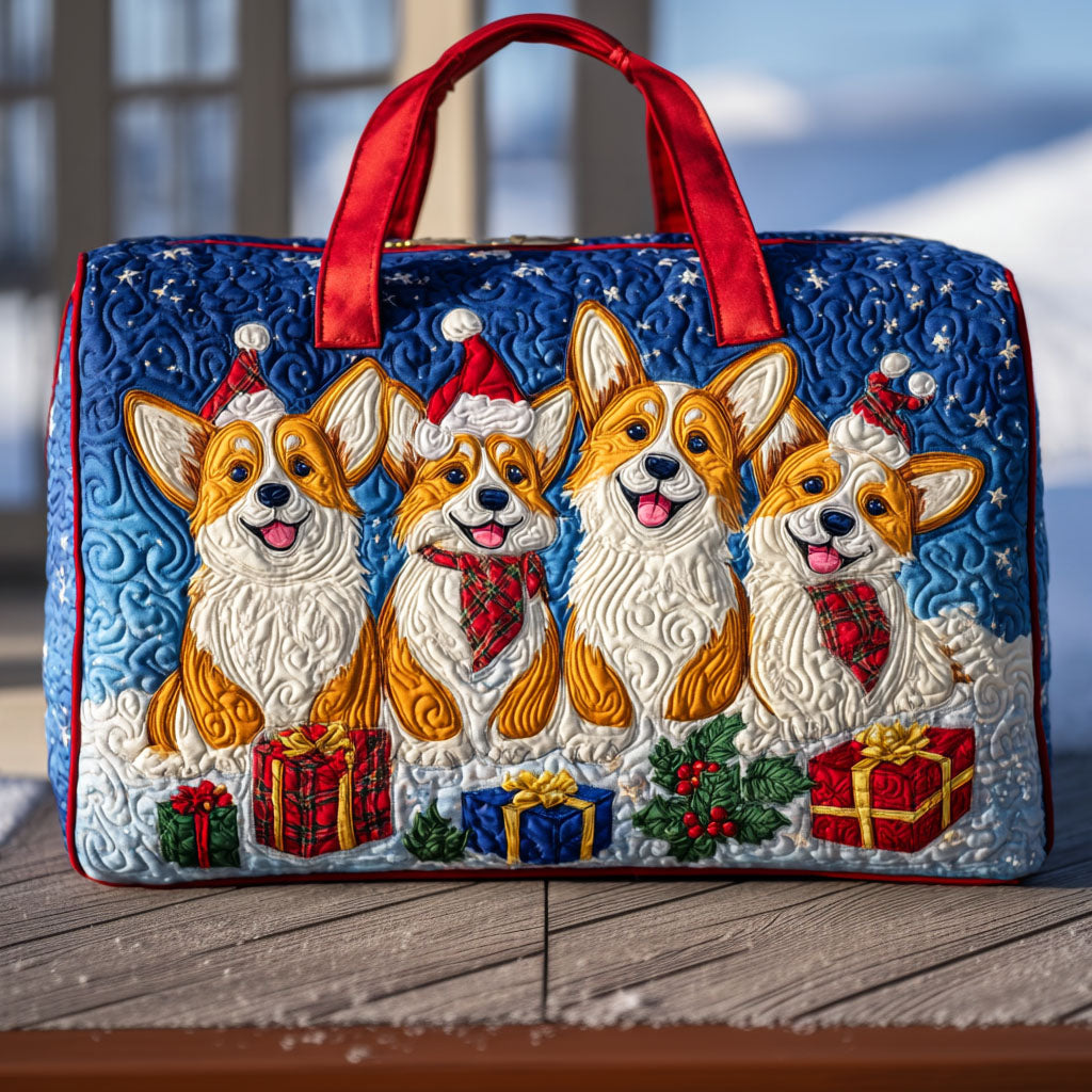 Festive Tail Wags Quilted Duffle Bag Women's Sport Duffel Bag Dog Themed Presents
