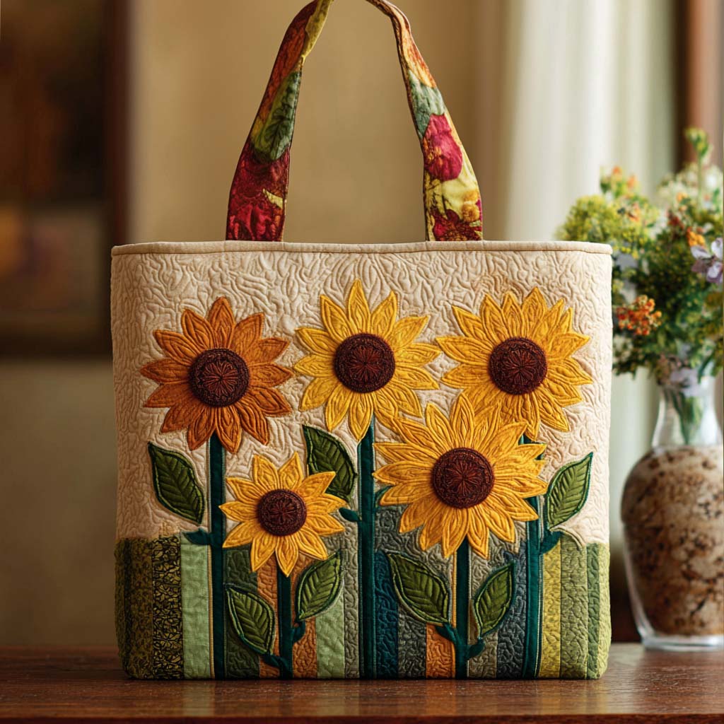 Field Breeze Quilted Tote Bag Best Totes For Women Sunflower Items For Gifts