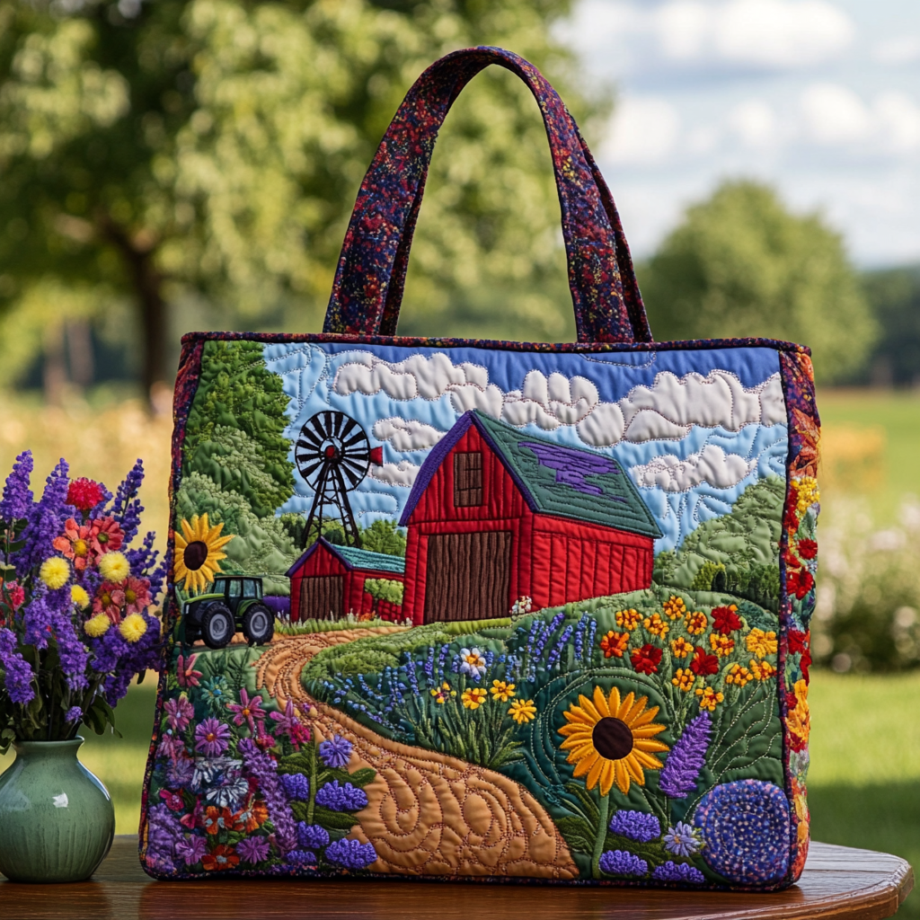 Field Journey Quilted Tote Bag Shoulder Bag Hobo Sunflower Gifts For Mom