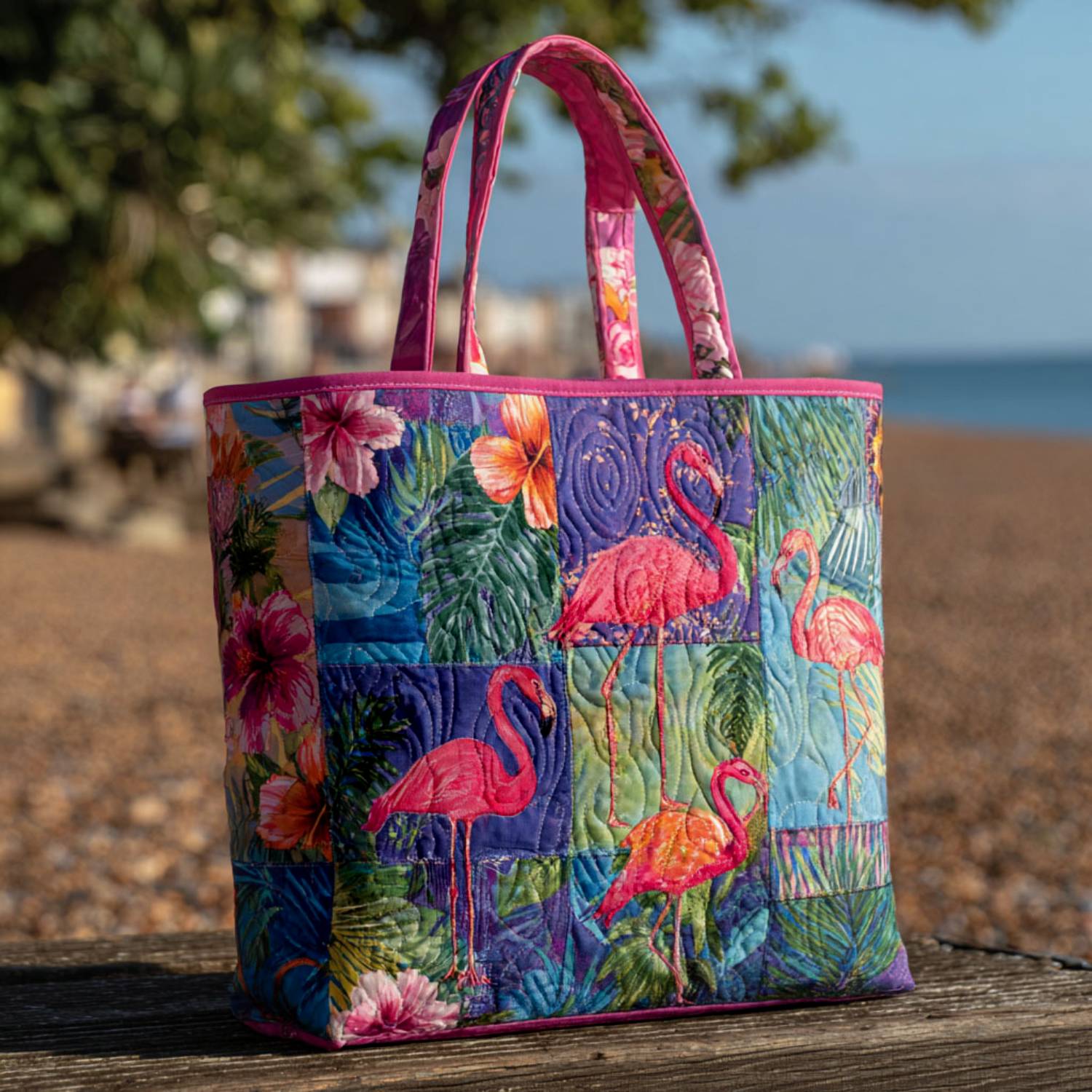 Flamingaura Quilted Tote Bag Top Tote Bags Best Flamingo Related Gifts