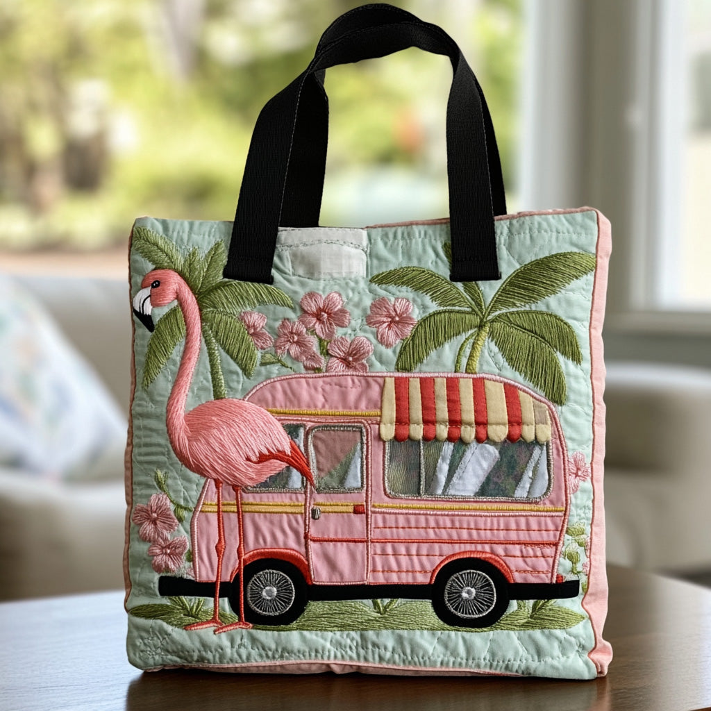 Flamingo Chill Quilted Tote Bag Tote Bags For Women Gifts For Flamingo Lovers
