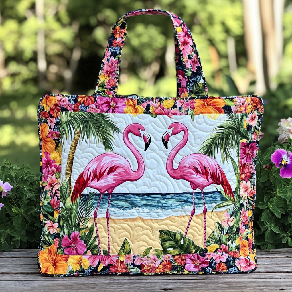 Flamingo Dreams Quilted Tote Bag Everyday Tote Bag Flamingo Gifts For Sisters