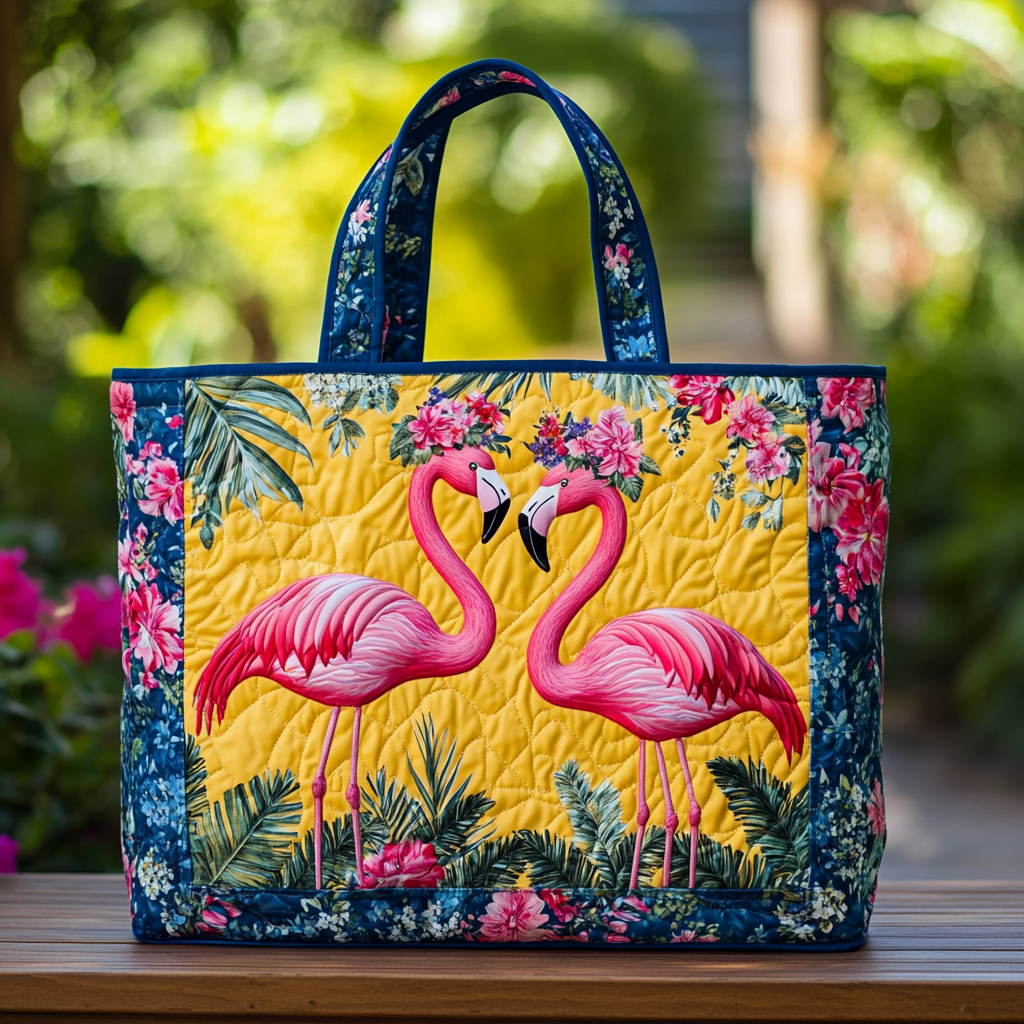Flamingo Mood Quilted Tote Bag Best Tote Bags For Women Flamingo Presents