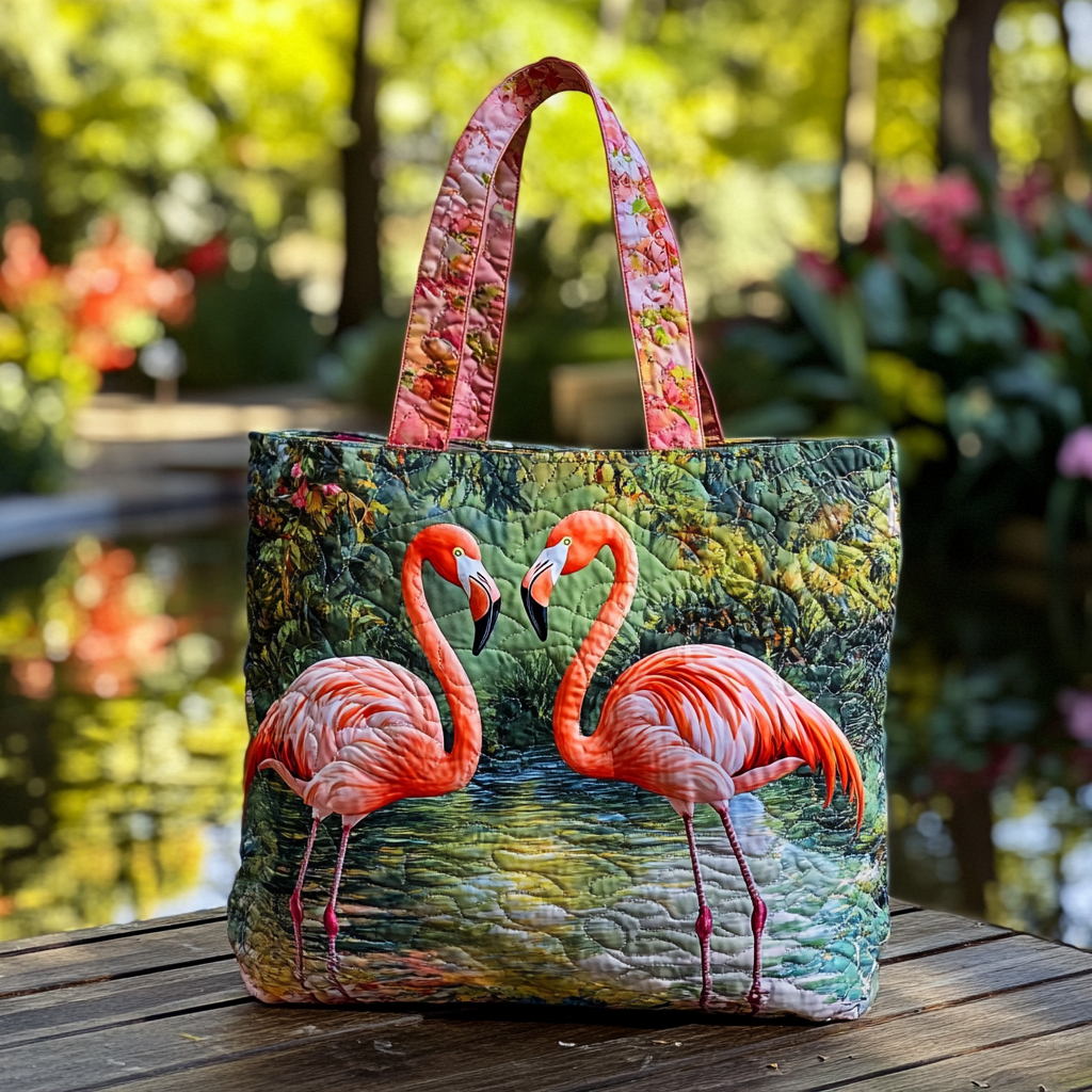 Flamingo Smile Quilted Tote Bag Perfect Tote Bag Flamingo Theme Gifts