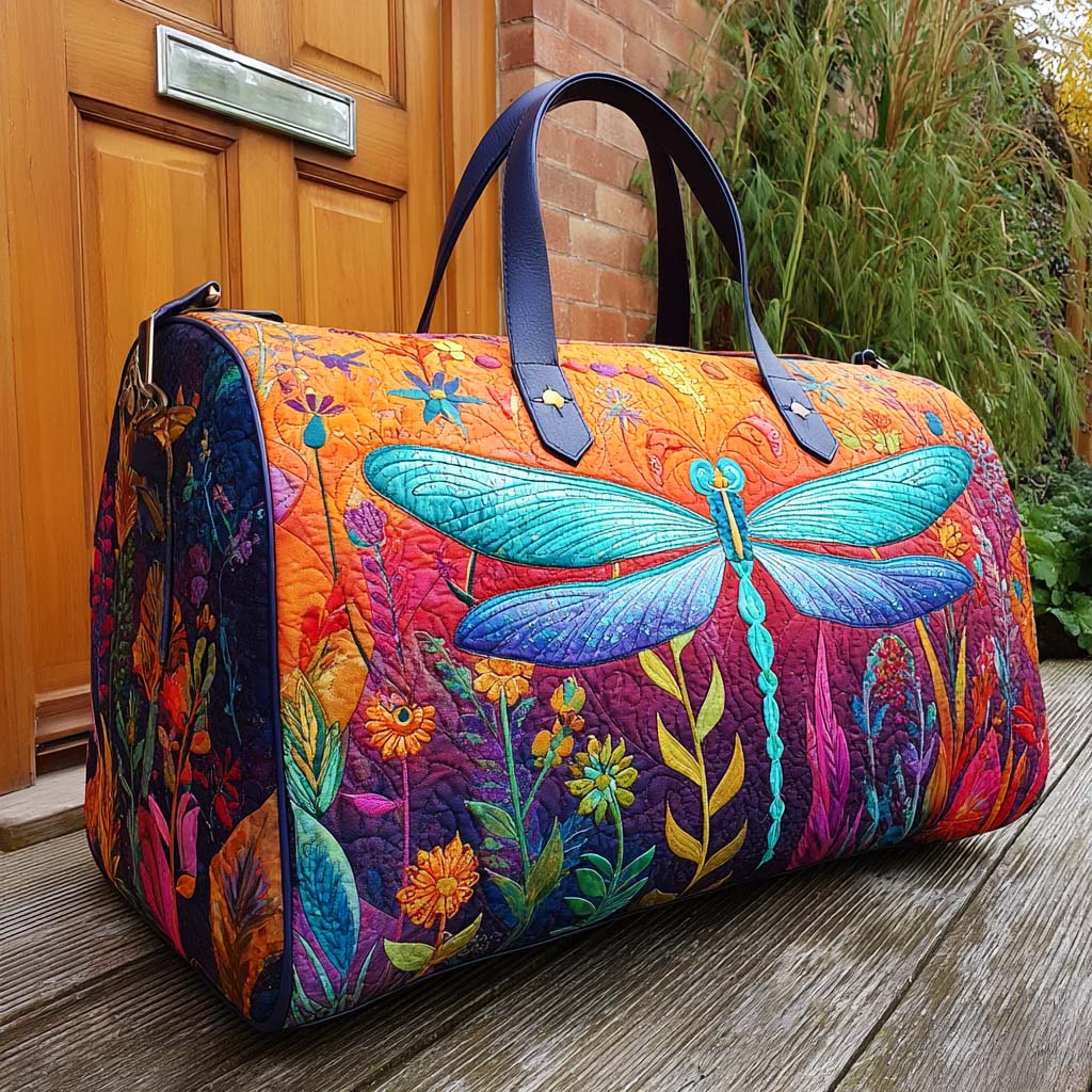 Flit and Fly Quilted Duffle Bag Cool Duffle Bags For Women Unique Dragonfly Gifts
