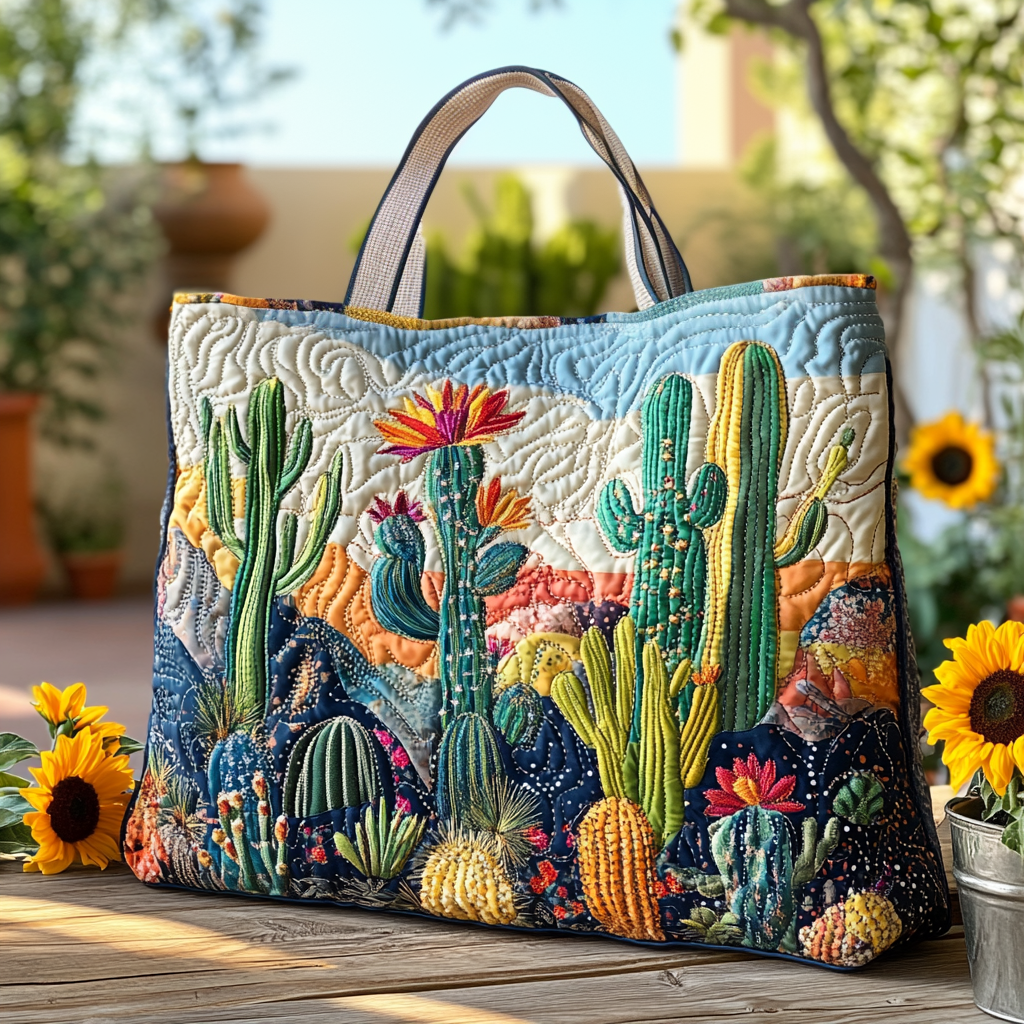 Floral Dunes Quilted Tote Bag Handbags Cool Mexican Gifts