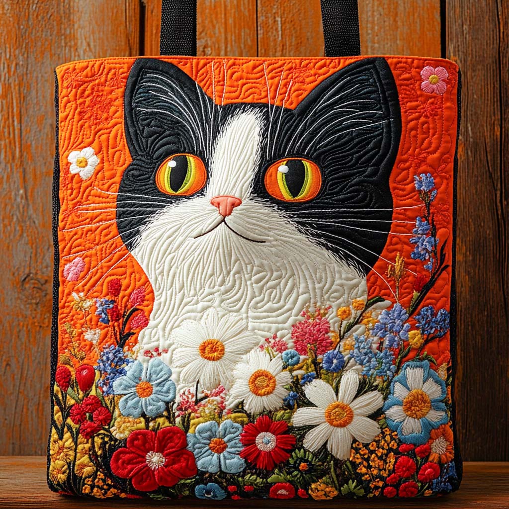Floral Muse Cat Quilted Tote Bag Best Tote Bags For Women Simple Mother's Day Gifts
