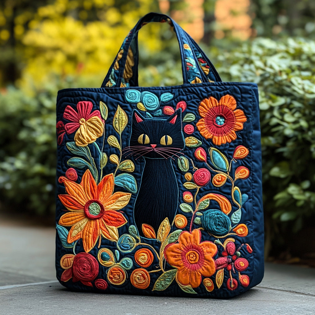Floral Stroll Quilted Tote Bag Great Tote Bags Gifts For People Who Like Cats