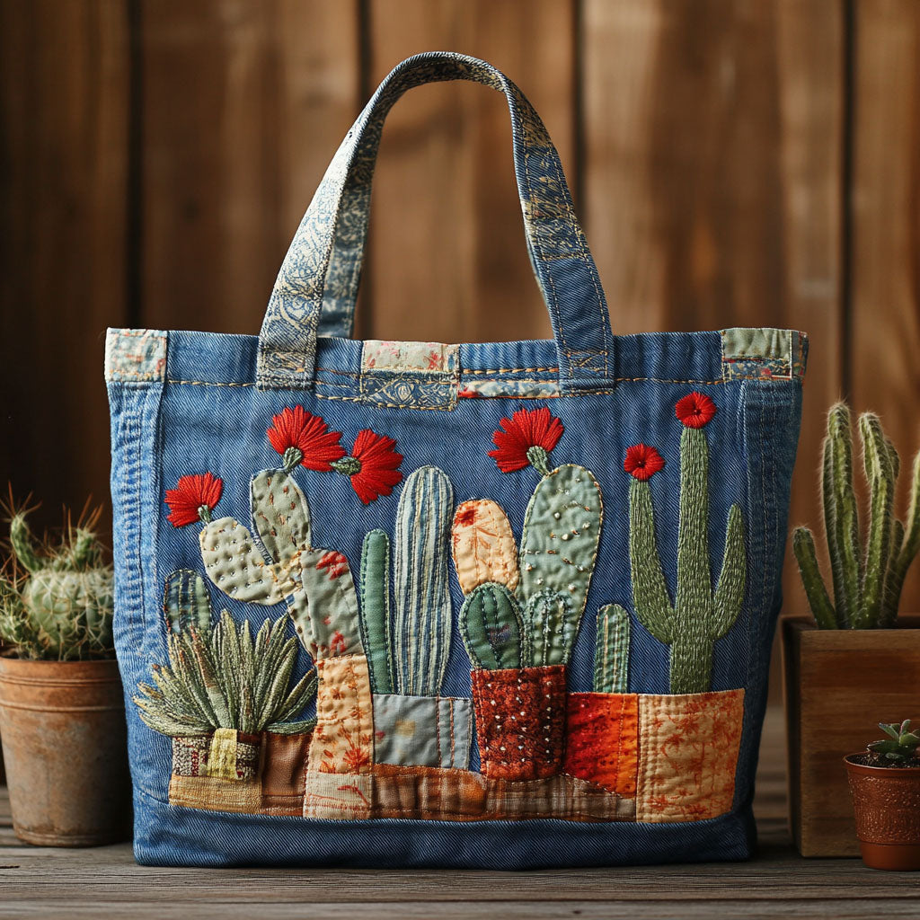 Floral Thicket Quilted Tote Bag Top Tote Bags Cactus Gifts For Mom Mother's Day