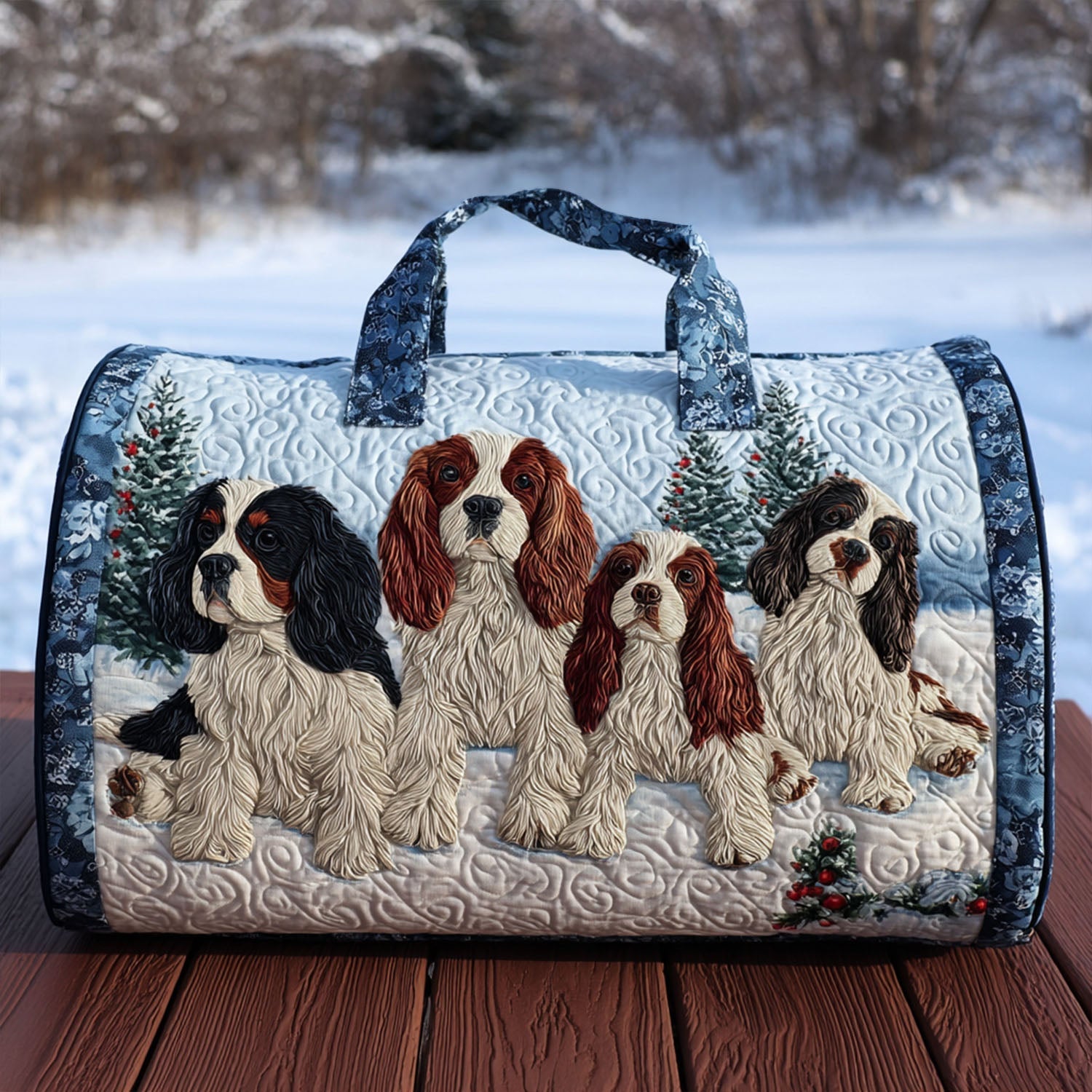 Fluffy Spaniel Quilted Duffle Bag Best Travel Duffel Bag For Women Gift Ideas For Dog Lovers