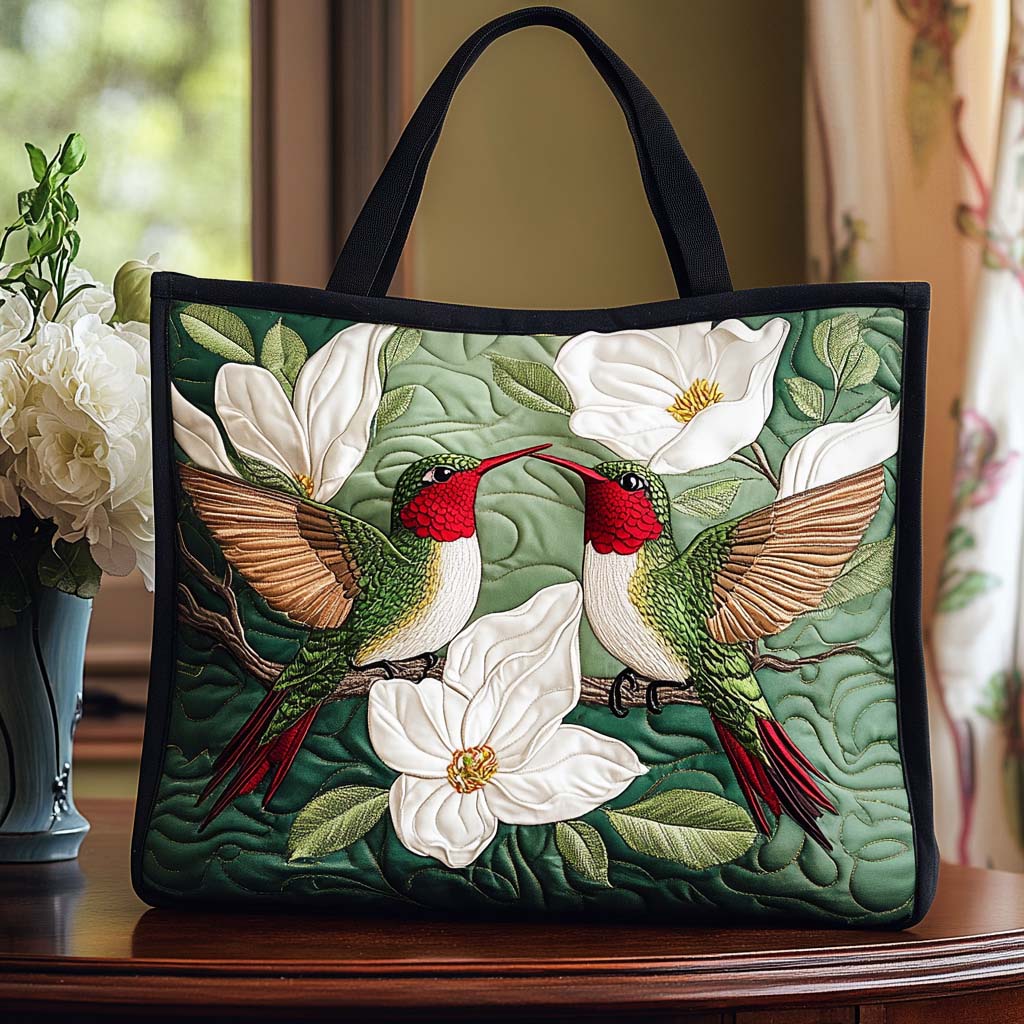 Fluttering Hummer Haven Quilted Tote Bag Best Ladies Tote Bags Awesome Hummingbird Gifts