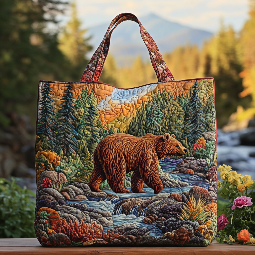 Forest Bear Quilted Tote Bag Best Everyday Tote Great Gift Ideas For Mom