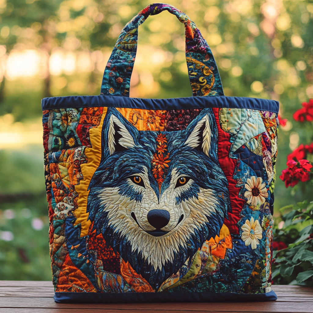 Forest Wolf Quilted Tote Bag Best Ladies Tote Bags Gift Ideas For Mother In Law