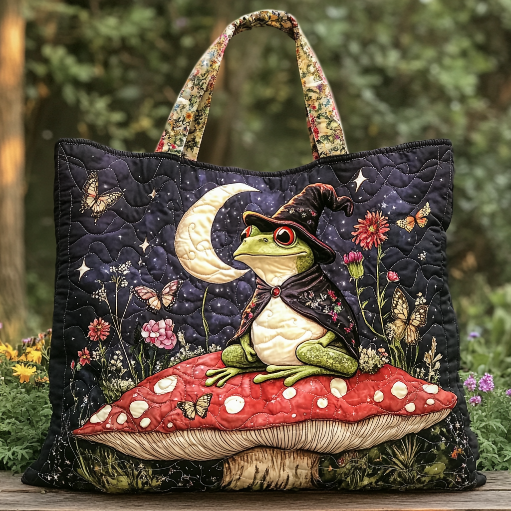 Frog Glow Quilted Tote Bag Best Mom Tote Bag Cute Frog Gift Items