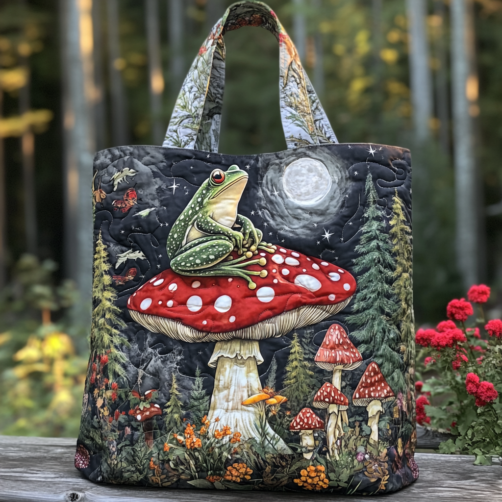 Frog Magic Quilted Tote Bag Cool Tote Bags For Women Unique Gifts For Frog Lovers