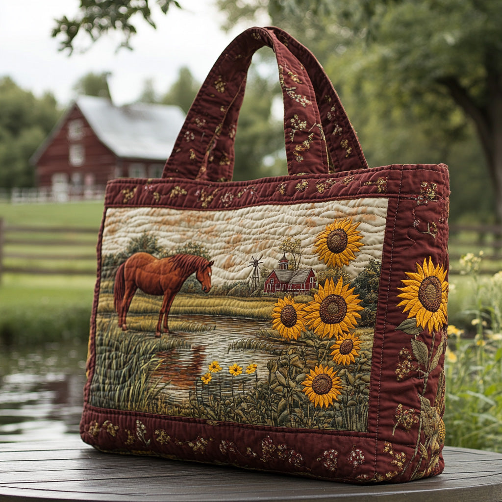 Frontier Sunrise Quilted Tote Bag Travel Shoulder Bag Cowboy Themed Gifts