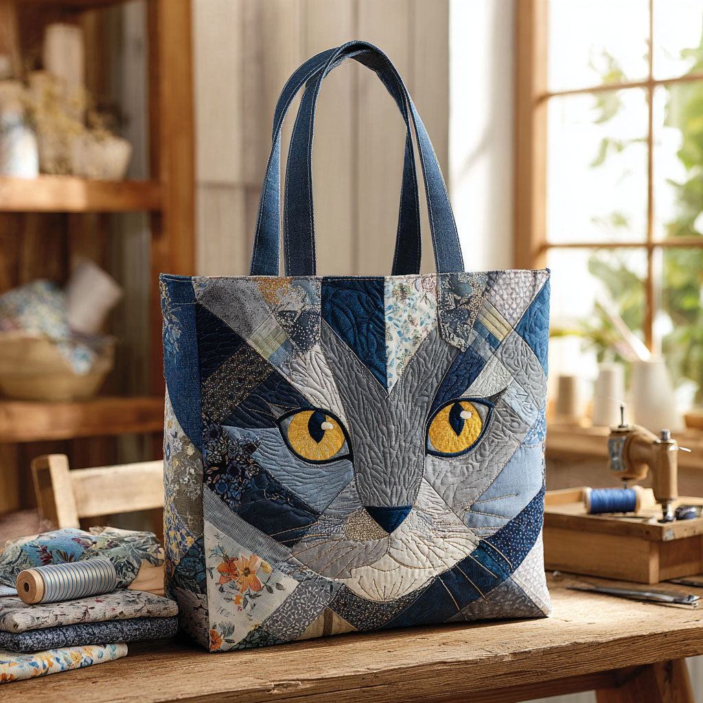 Frost Gaze Quilted Tote Bag Shoulder Bag Cute Gifts For Someone Who Likes Cats