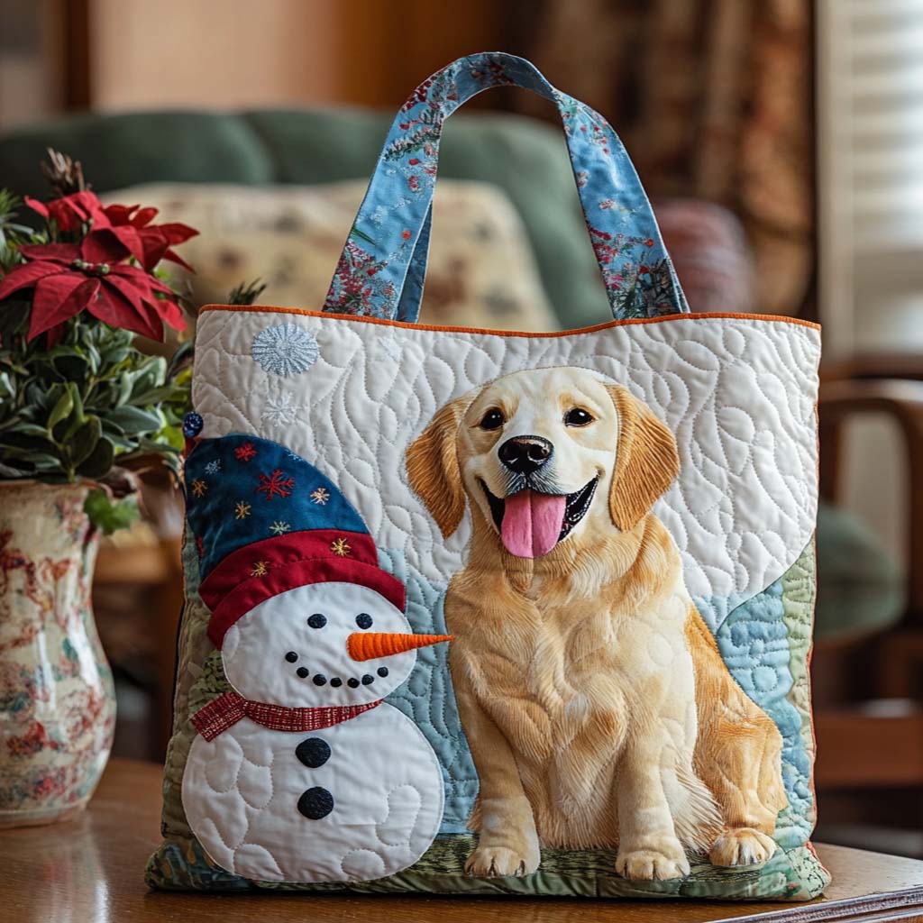Frosty Paws Quilted Tote Bag Shoulder Bag Hobo Best Golden Retriever Gifts