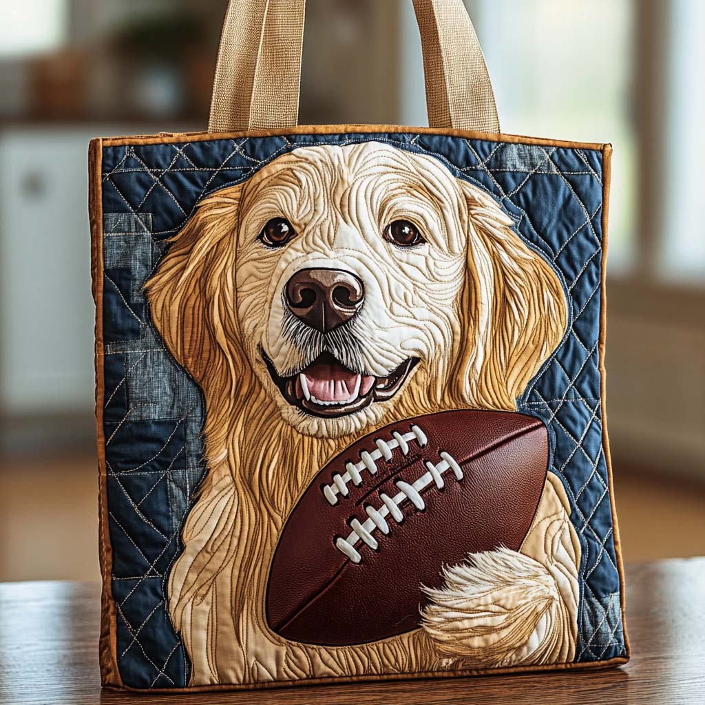 Game Day Golden Quilted Tote Bag Best Everyday Tote Golden Labrador Gifts For Her