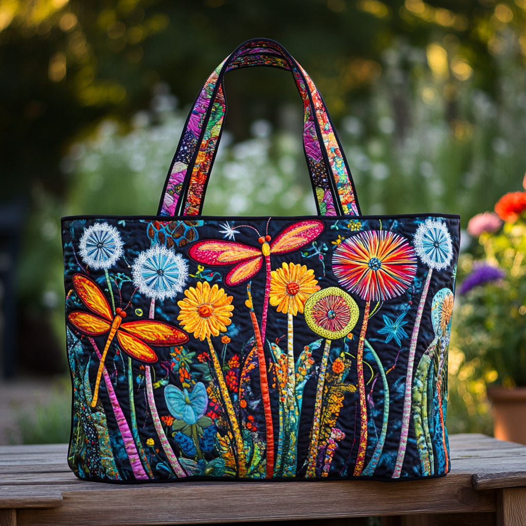 Garden Dragonfly Quilted Tote Bag Nice Tote Bags Best Dragonfly Presents