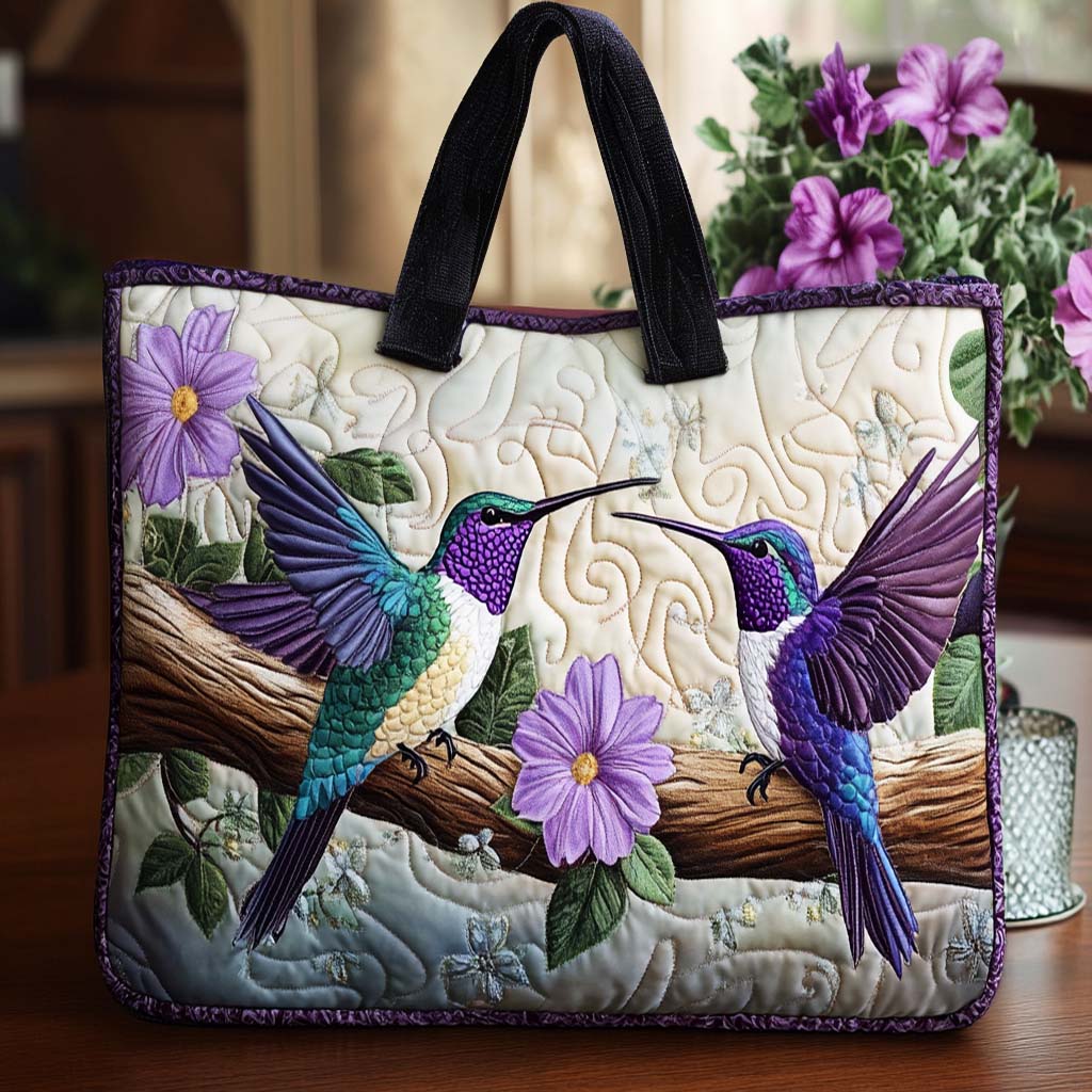 Garden Hummer Song Quilted Tote Bag Tote Bag Shoulder Hummingbird Birthday Gift Ideas