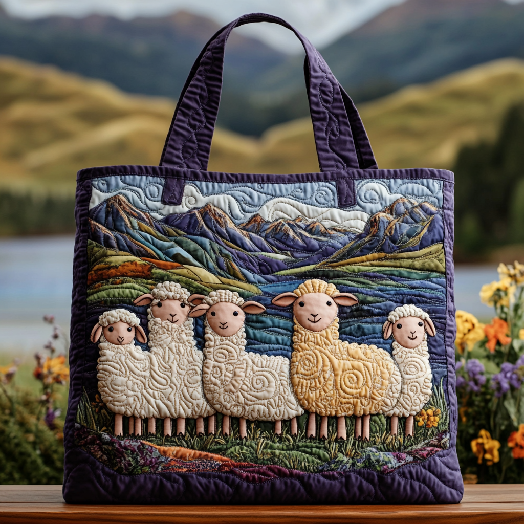 Garden Sheep Quilted Tote Bag Best Totes For Women Sheep Novelty Gifts