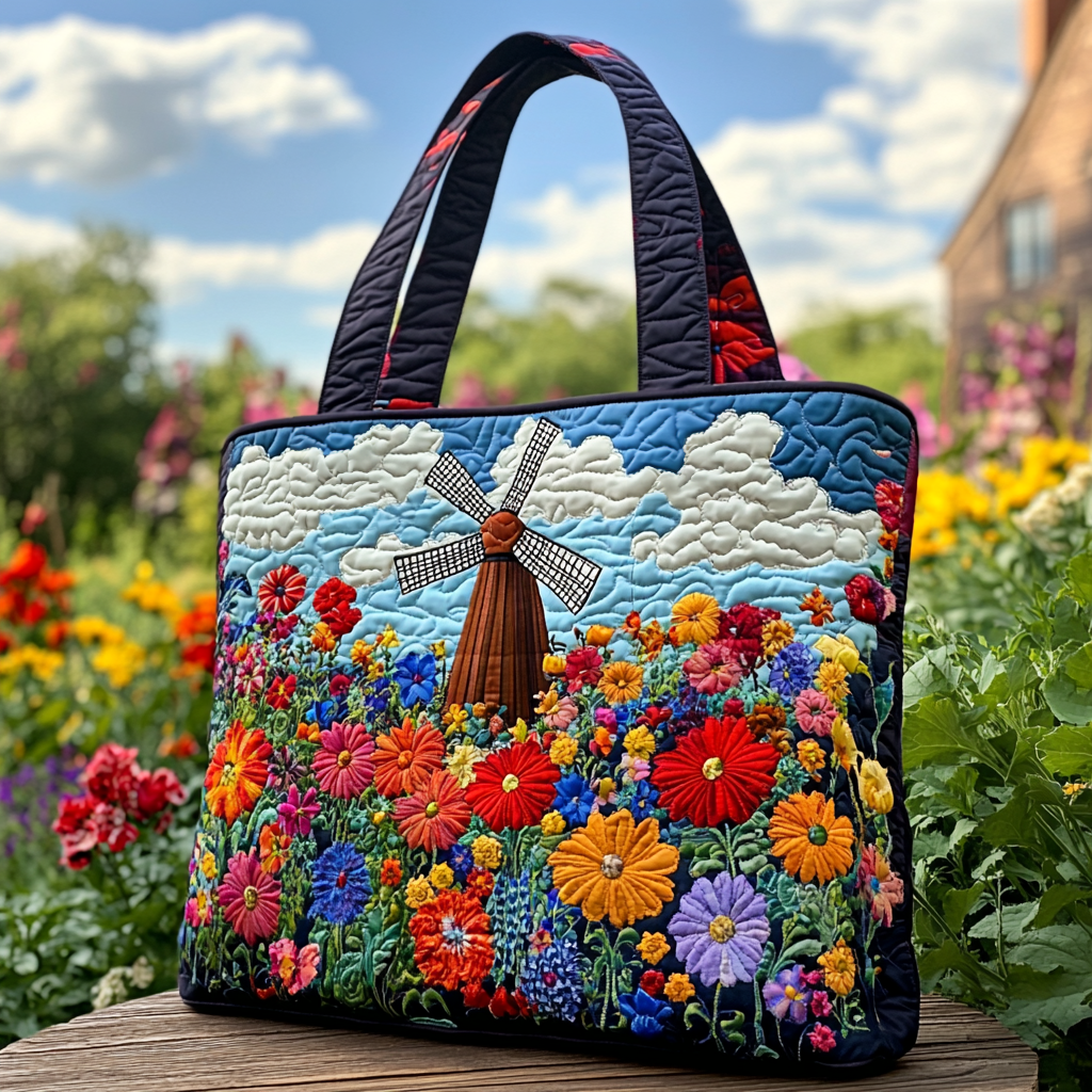 Garden View Quilted Tote Bag Shoulder Bag Gifts For Mum