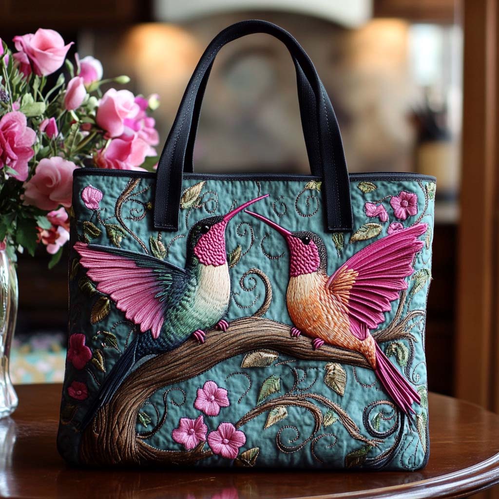 Gentle Hummingbird Whisper Quilted Tote Bag Shoulder Bag Hobo Best Hummingbird Lover Gifts For Her