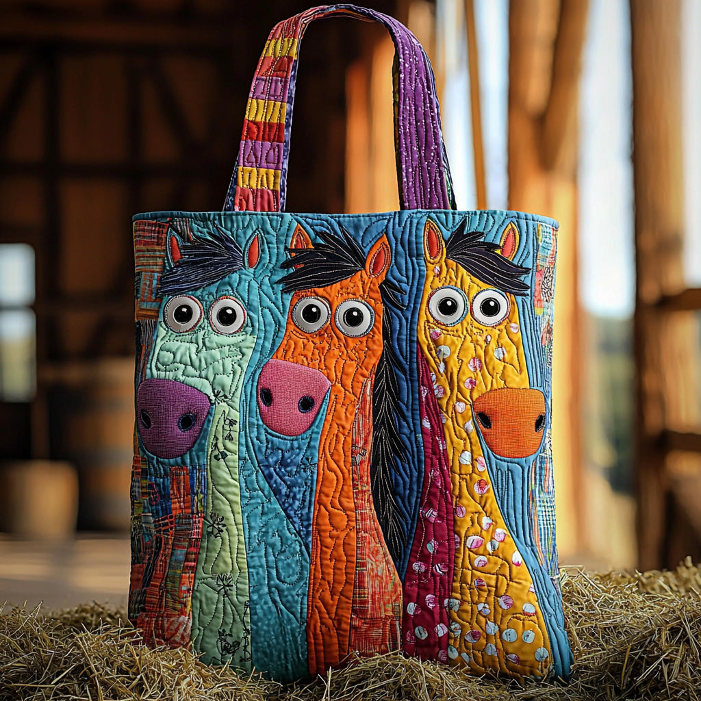 Giddy Glow Quilted Tote Bag Best Handbag For Everyday Use Gifts For Teenage Horse Lovers