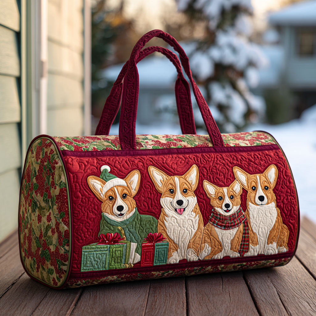 Gift-Wrapped Smile Quilted Duffle Bag Women's Weekender Duffel Bag Presents For Dog Lovers