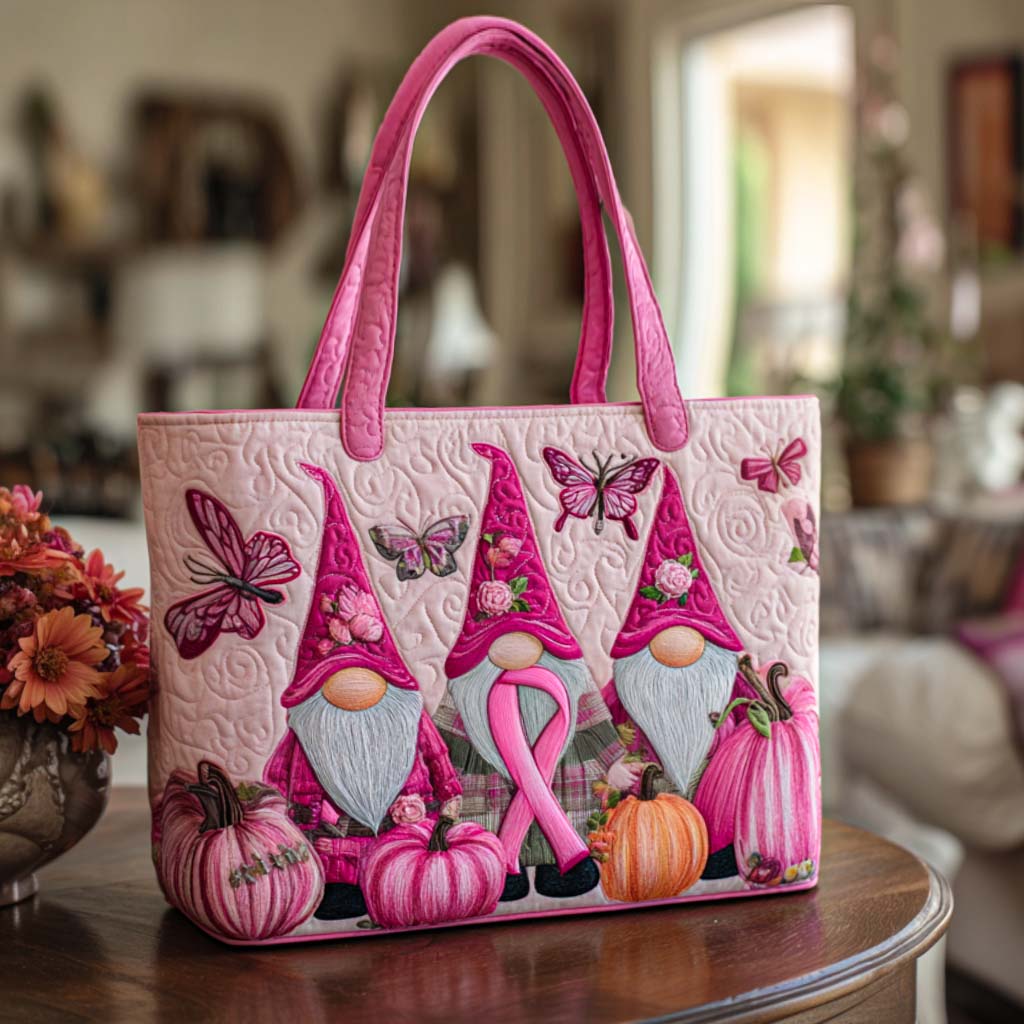 Gnome Hope Squad Quilted Tote Bag Tote Bags For Women Gift For Cancer Patient Female
