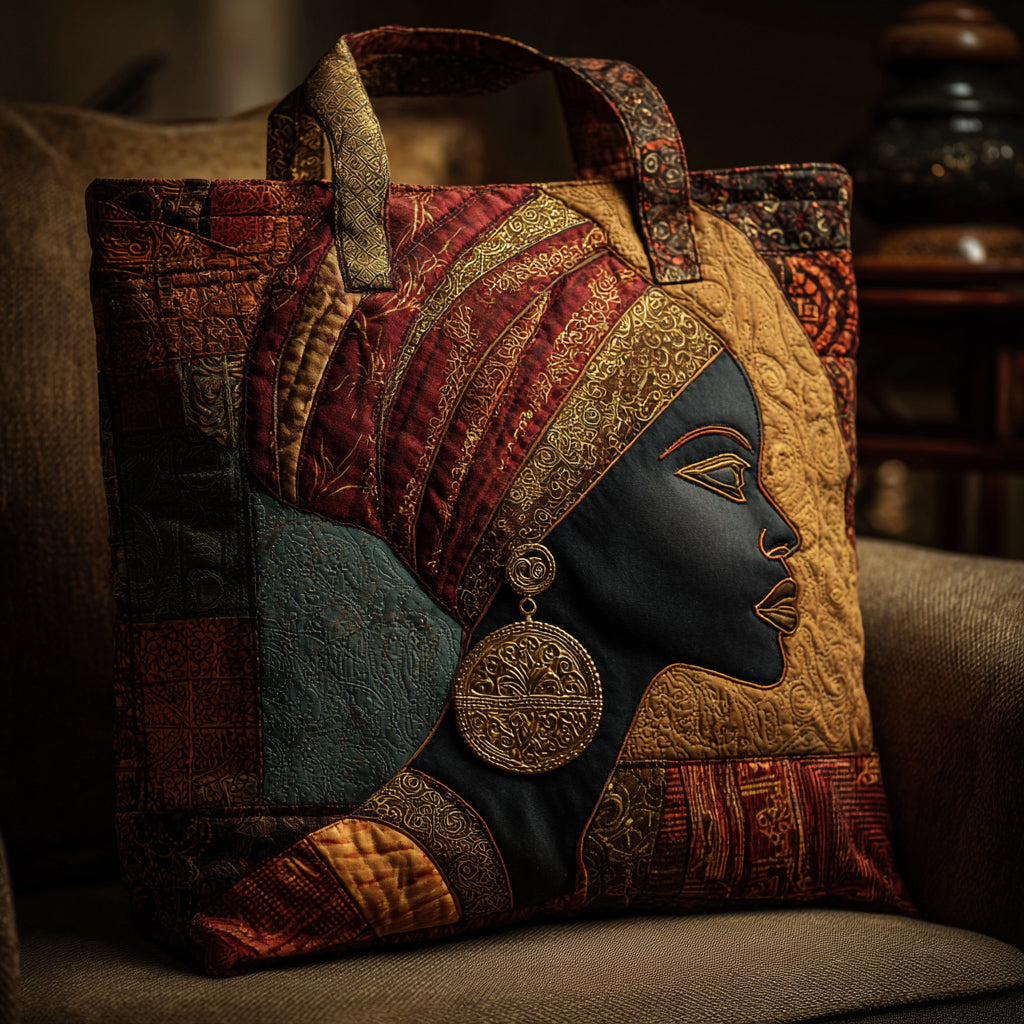 Golden Black Woman Quilted Tote Bag Cool Tote Bags For Women African American Gifts For Women