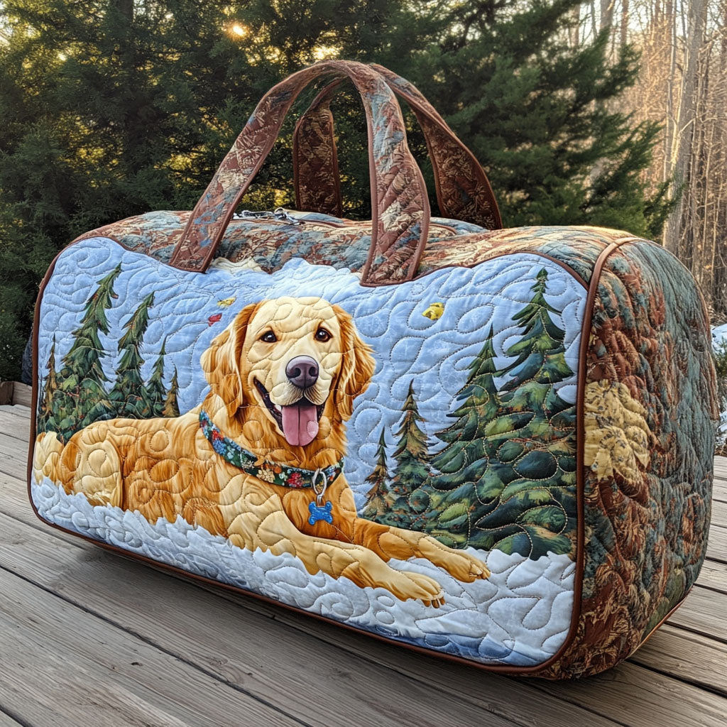 Golden Companions Quilted Duffle Bag Luxury Duffle Bag Top Gifts For Dog Lovers