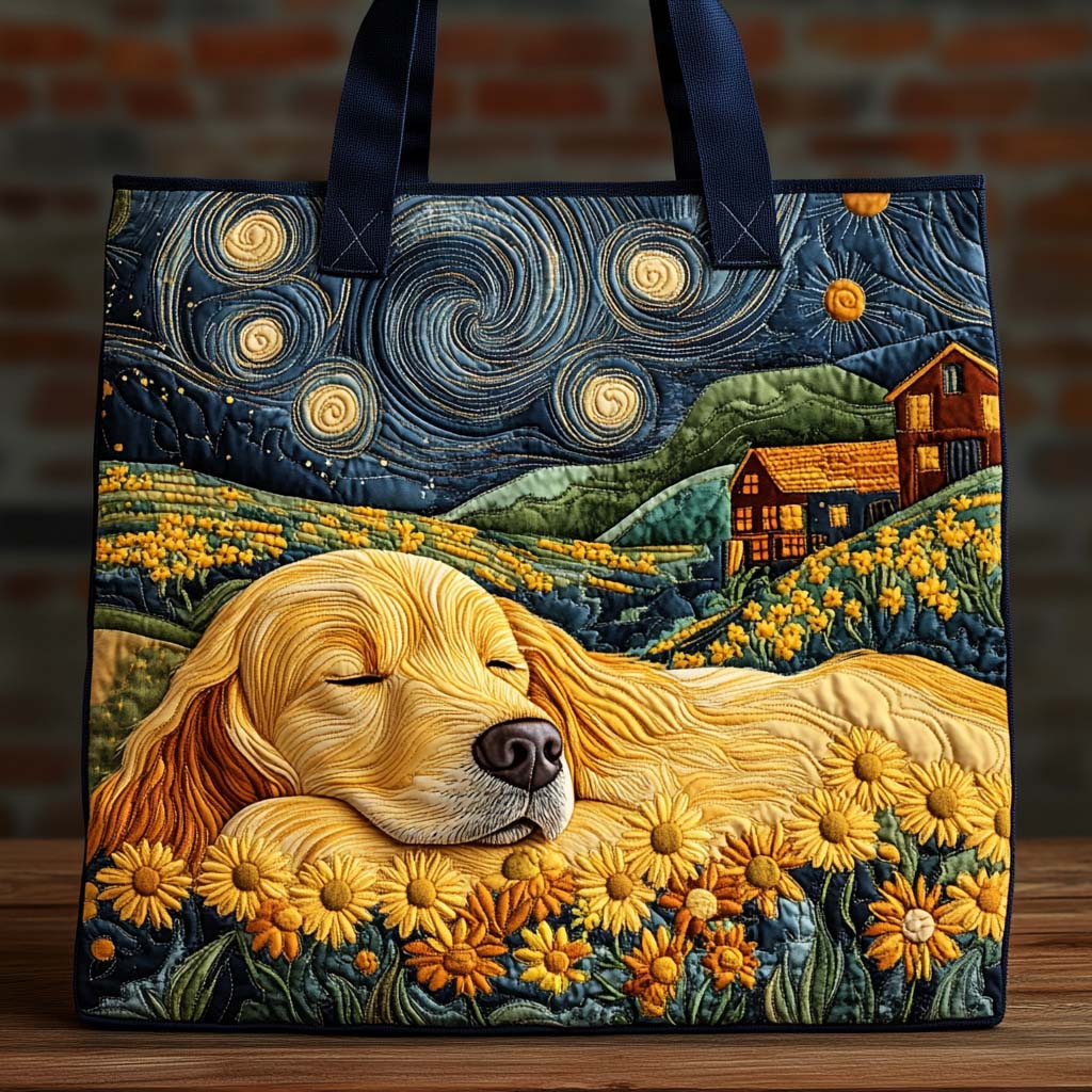 Golden Dreams Quilted Tote Bag Popular Designer Tote Bags Golden Retriever Gifts For Owners