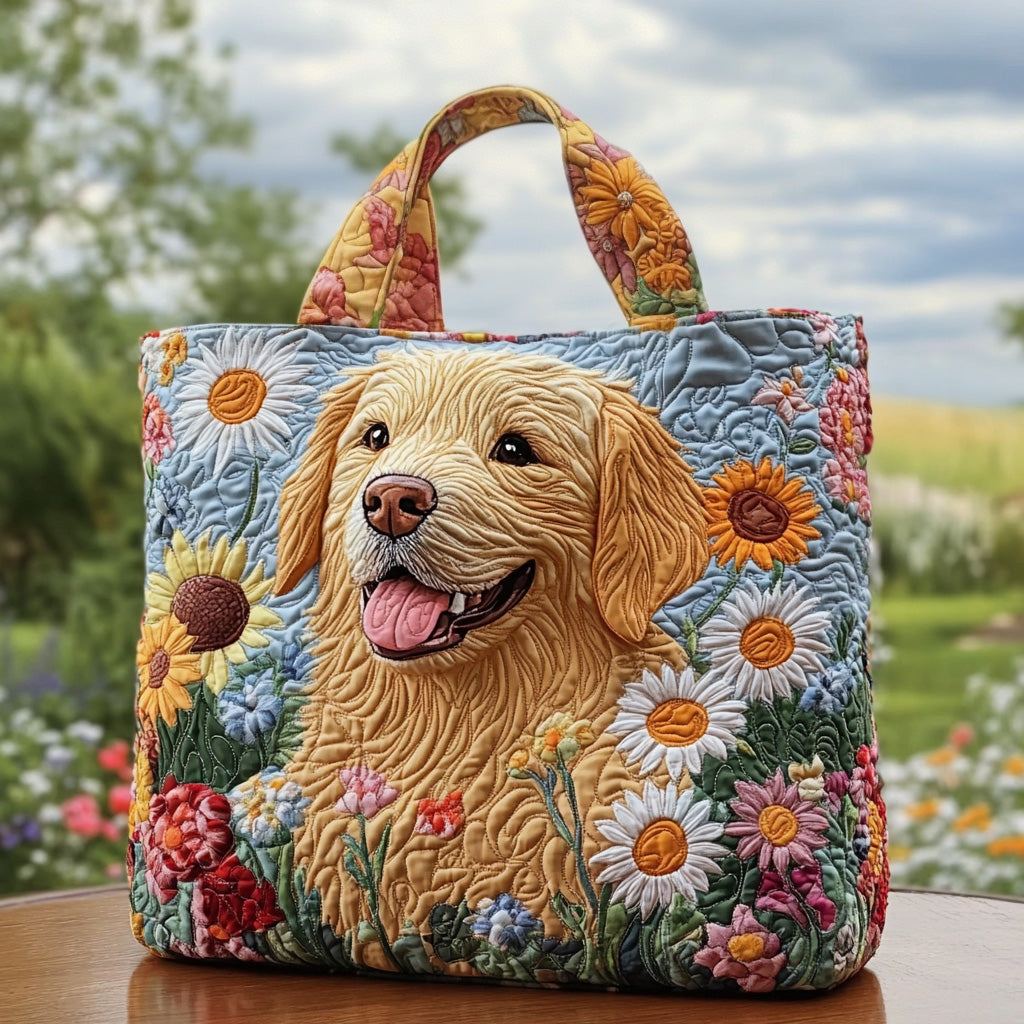 Golden Glow Quilted Tote Bag Shoulder Bag Hobo Golden Retriever Items Gifts