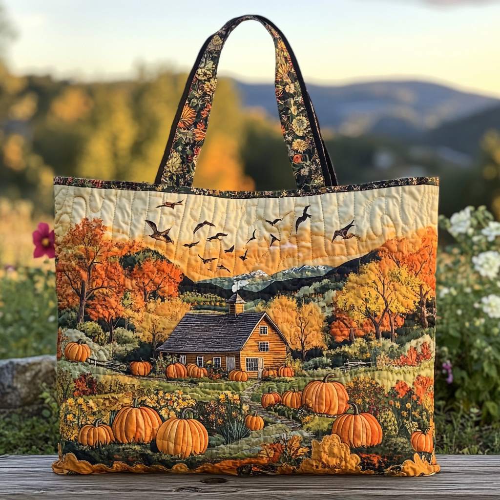 Golden Grove Quilted Tote Bag Patchwork Tote Bag Fun Fall Gift Ideas