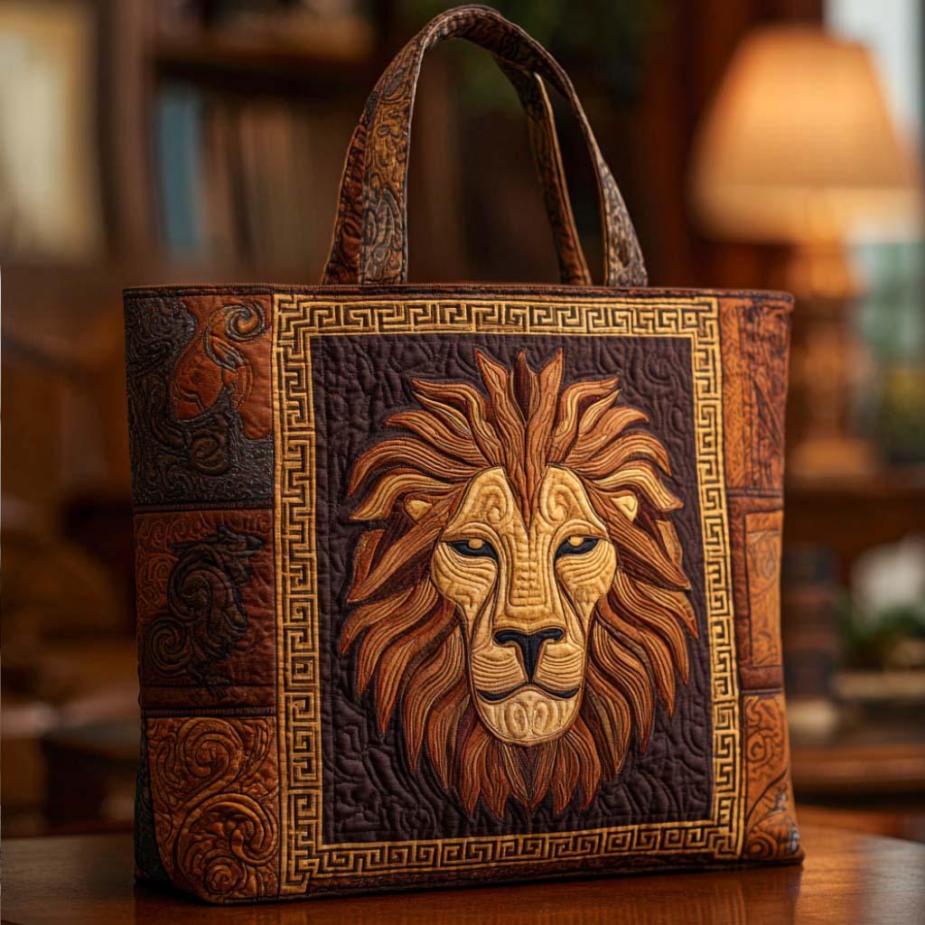 Golden Guard Quilted Tote Bag Shoulder Bag Presents For Lion Lovers