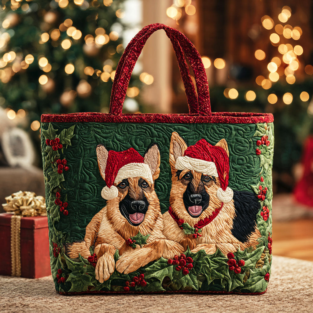 Golden Holiday Pals Quilted Tote Bag Xmas Tote Bags Dog Gifts For Dog Lovers
