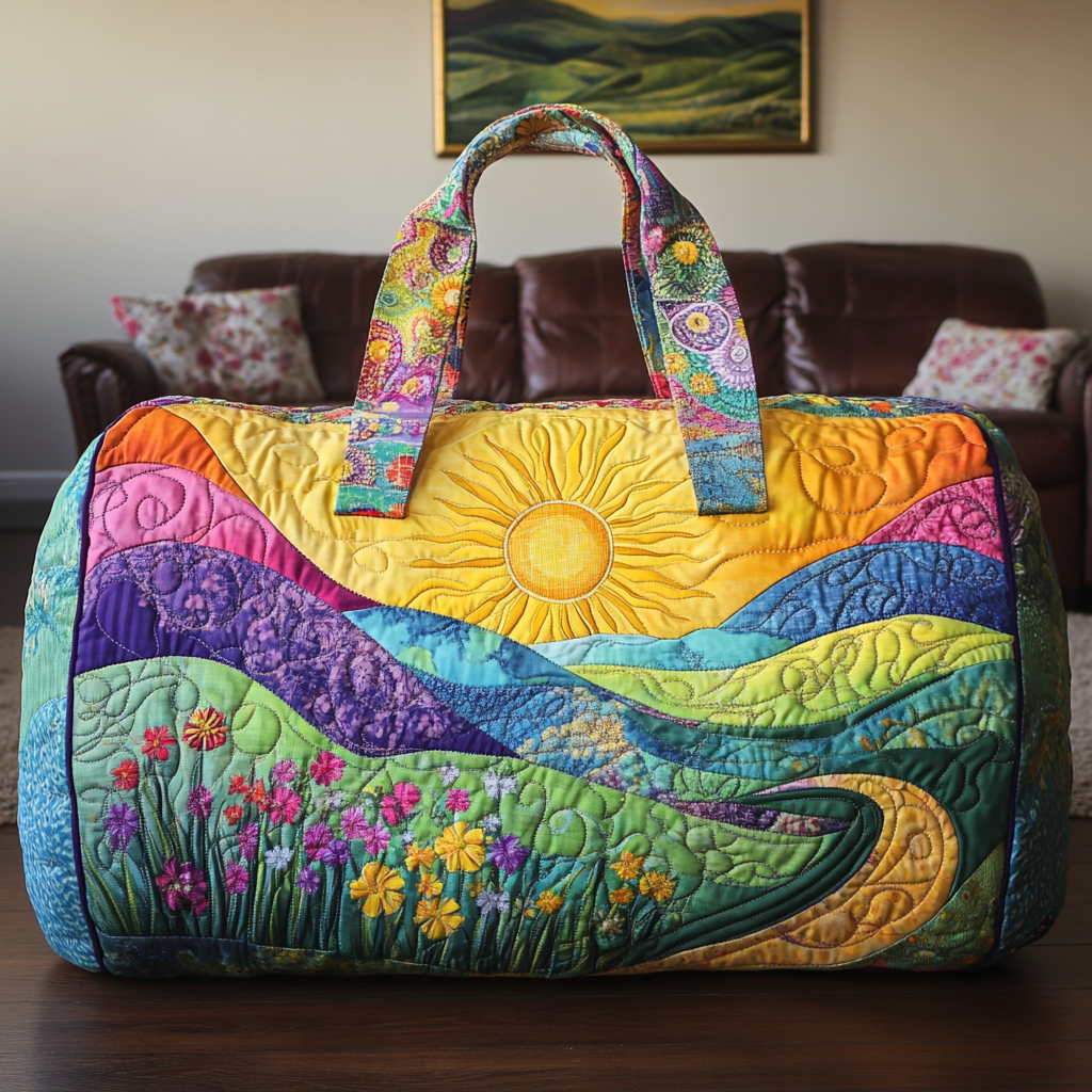 Golden Horizon Quilted Duffle Bag Luxury Duffle Bag Great Mother's Day Gifts