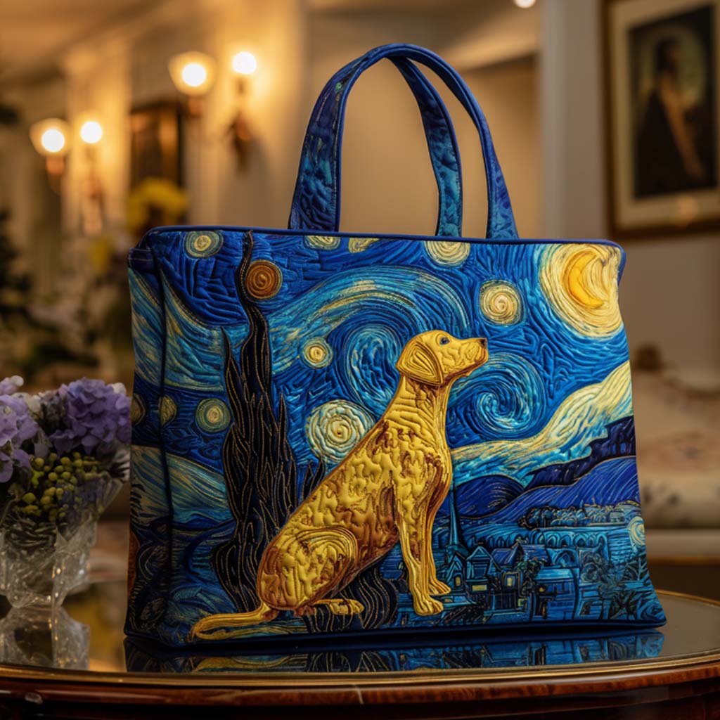 Golden Night Lab Quilted Tote Bag Vintage Shoulder Bag Labrador Gifts For Owners