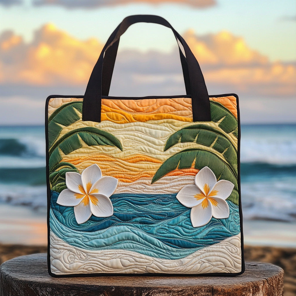 Golden Plumeria Quilted Tote Bag Best Shoulder Bags For Everyday Gifts For Mom Birthday