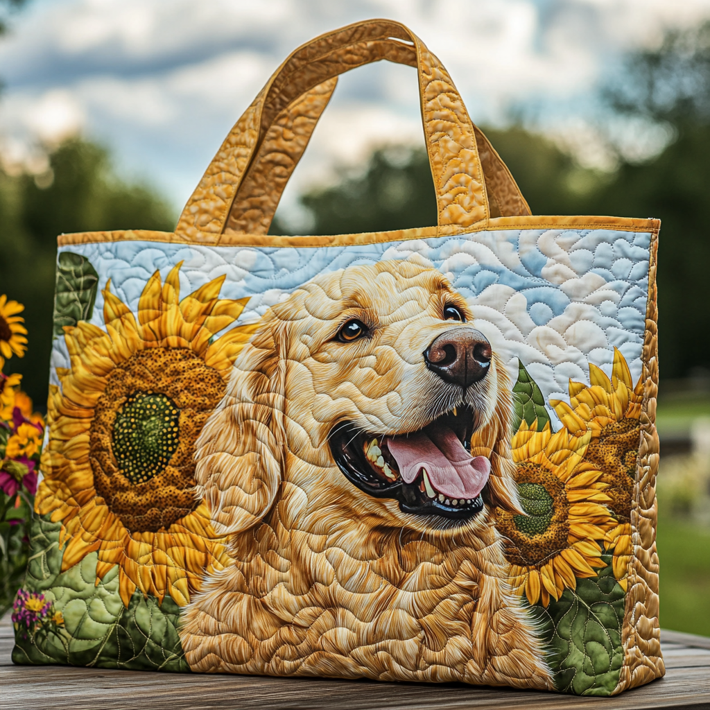 Golden Retriever Bliss Quilted Tote Bag Best Work Totes For Women Best Gifts For Golden Retriever Owners