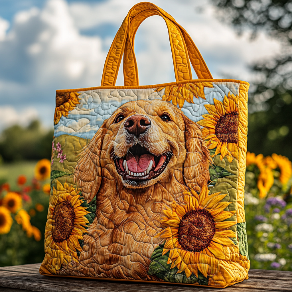 Golden Retriever Delight Quilted Tote Bag Quilted Shoulder Bag Golden Retriever Gifts For Owners