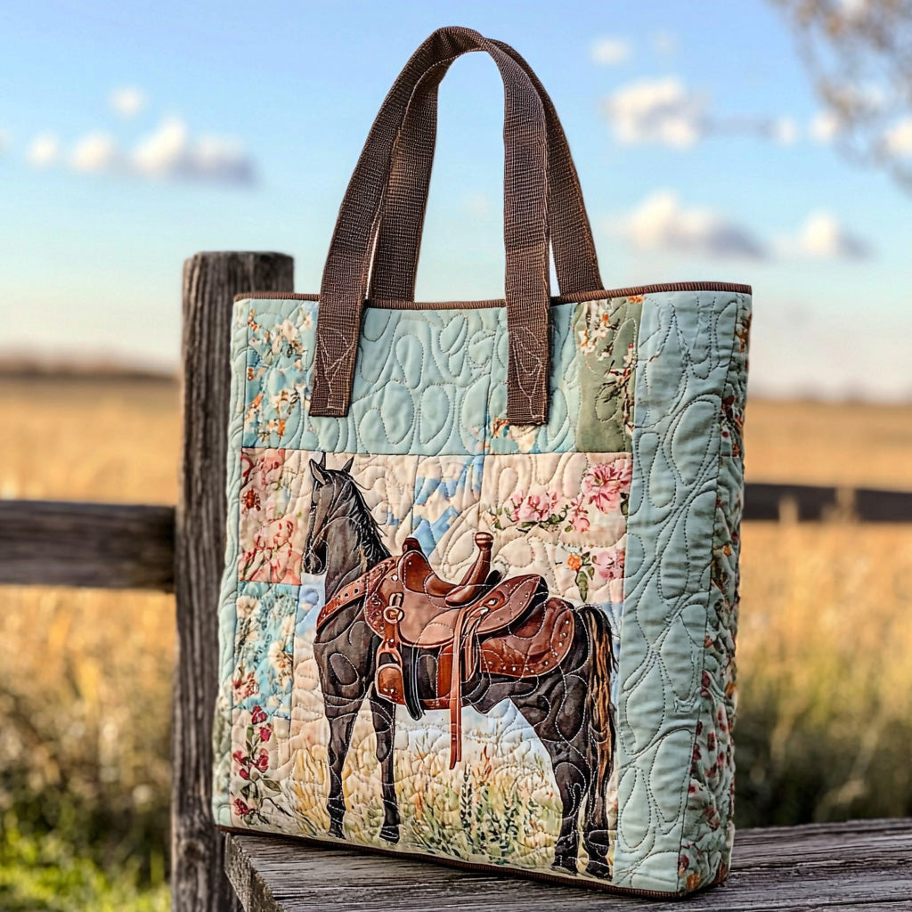 Golden Spur Quilted Tote Bag Vintage Shoulder Bag Cowboy Gifts For Her