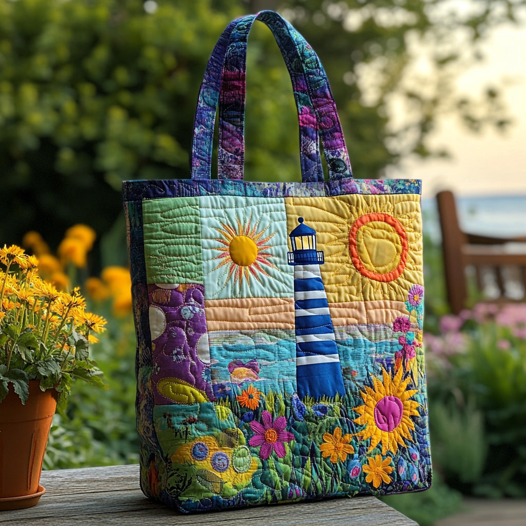 Guiding Light Quilted Tote Bag Handbags Best Lighthouse Gifts
